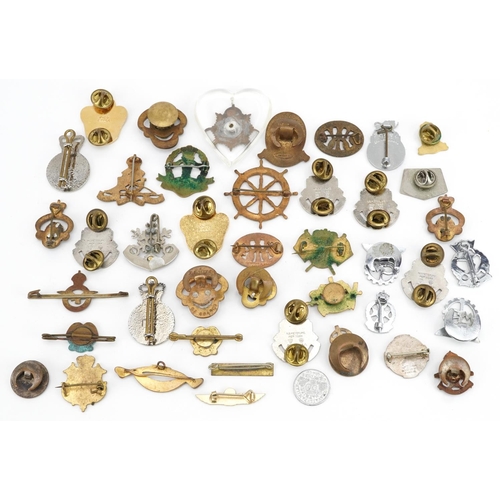 2422 - Collection of predominantly military interest pin badges and lapels including Civil Defence Corps, M... 