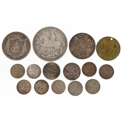 2538 - George III and later British coinage and tokens including William IV 1836 crown and 1935 Rocking Hor... 