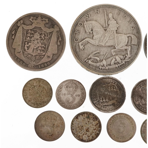 2538 - George III and later British coinage and tokens including William IV 1836 crown and 1935 Rocking Hor... 