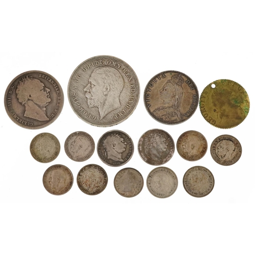 2538 - George III and later British coinage and tokens including William IV 1836 crown and 1935 Rocking Hor... 