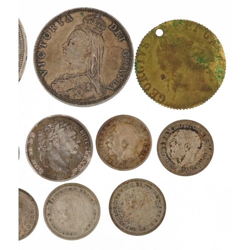 2538 - George III and later British coinage and tokens including William IV 1836 crown and 1935 Rocking Hor... 