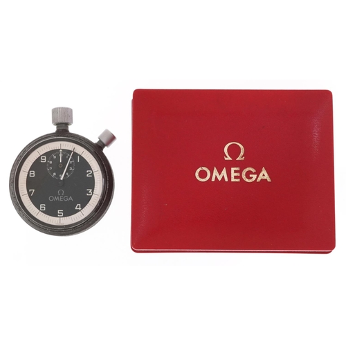 3943 - Omega, vintage Omega MG6358 stopwatch with box, 53.8mm in diameter