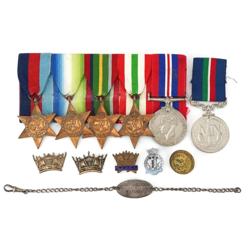 2392 - British military World War II and later six medal group including silver dog tag engraved Cadet M Go... 