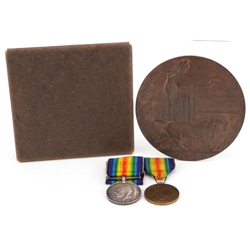 2379 - British military World War I medal group with death plaque relating to Harold James Chandler compris... 