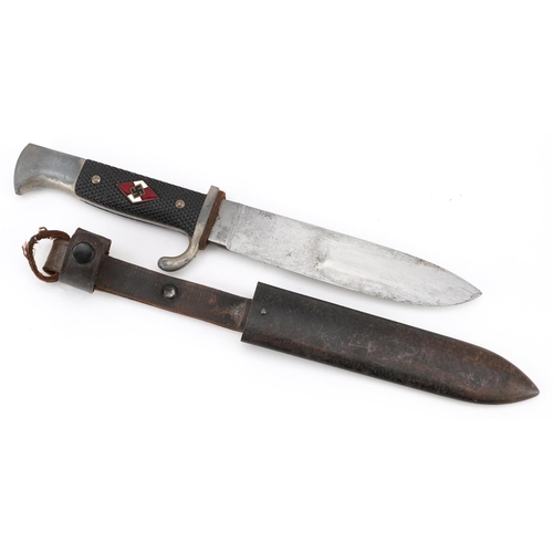 2492 - German military Third Reich Hitler Youth dagger with scabbard and steel blade, impressed RZM, dated ... 