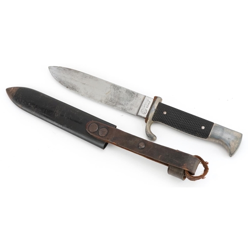 2492 - German military Third Reich Hitler Youth dagger with scabbard and steel blade, impressed RZM, dated ... 