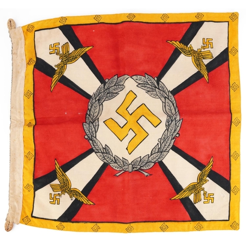 2475 - German military Third Reich Luftwaffe Command flag, 51cm x 47cm
PROVENANCE: Brought back from German... 