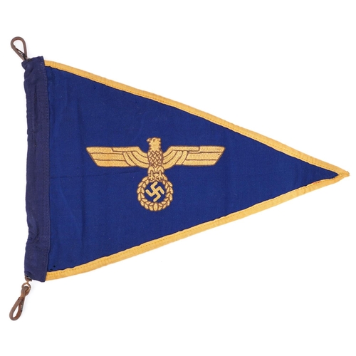 2477 - German military Third Reich Kriegsmarine officer's car pennant, 31cm in length
PROVENANCE: Brought b... 