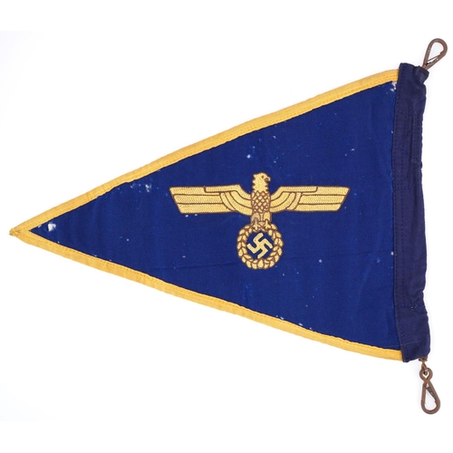 2477 - German military Third Reich Kriegsmarine officer's car pennant, 31cm in length
PROVENANCE: Brought b... 