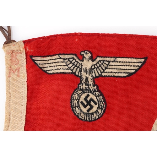 2476 - German military Third Reich State Service flag pennant, 31cm x 20.5cm 
PROVENANCE: Brought back from... 