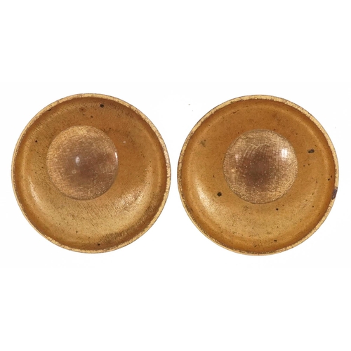 431 - Pair of 19th century European gilt metal and enamel buttons, each 2.7cm in diameter