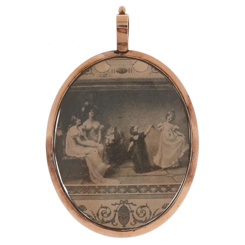 151 - 19th century oval hand painted portrait miniature of a gentleman housed in an unmarked gold pendant ... 