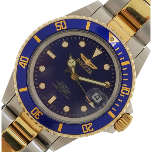 3902 - Invicta, gentlemen's stainless steel and gold plated Invicta automatic diver's wristwatch with date ... 