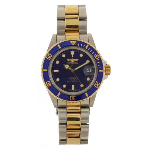 3902 - Invicta, gentlemen's stainless steel and gold plated Invicta automatic diver's wristwatch with date ... 