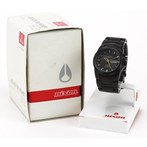 3950 - Nixon, gentlemen's Black SS Rover wristwatch with day/date dial with box and paperwork, 38.5mm in di... 