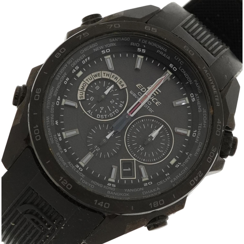 3894 - Casio, gentlemen's Casio Edifice Wave Ceptor Chronograph wristwatch with date aperture model 5193 wi... 