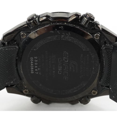 3894 - Casio, gentlemen's Casio Edifice Wave Ceptor Chronograph wristwatch with date aperture model 5193 wi... 