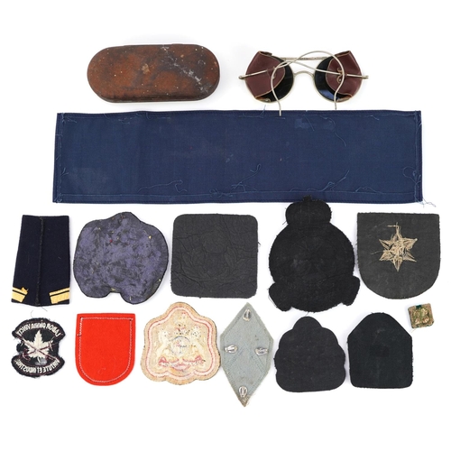 2428 - British militaria including a pair of World War II RAF Aviator anti glare sunglasses with tin case i... 