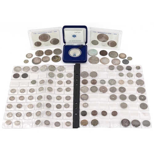 2567 - Antique and later British and world coinage, some silver, including Bank of Negara Malaysia silver t... 