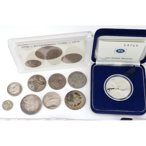 2567 - Antique and later British and world coinage, some silver, including Bank of Negara Malaysia silver t... 