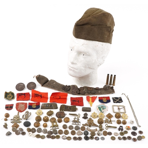 2432 - World War I British militaria including Royal Armoured Corps cap badge, Royal Engineers, Royal Army ... 