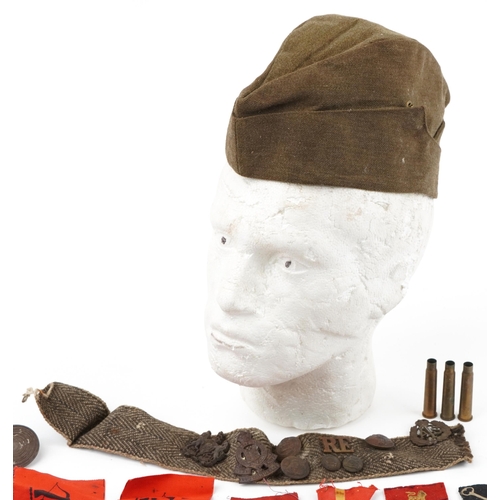 2432 - World War I British militaria including Royal Armoured Corps cap badge, Royal Engineers, Royal Army ... 