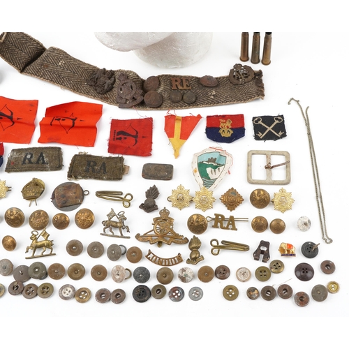 2432 - World War I British militaria including Royal Armoured Corps cap badge, Royal Engineers, Royal Army ... 