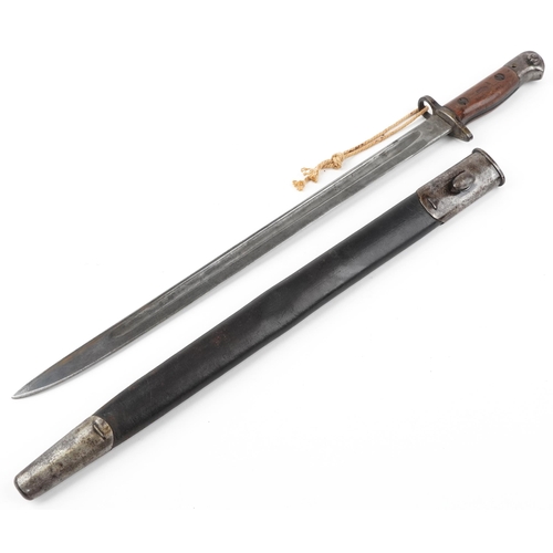 2499 - British military 1907 Wilkinson pattern bayonet with scabbard, 58cm in length