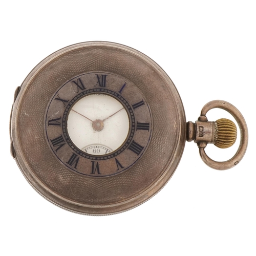 3930 - Waltham, gentlemen's silver American Waltham Traveller half hunter pocket watch with enamelled dial,... 