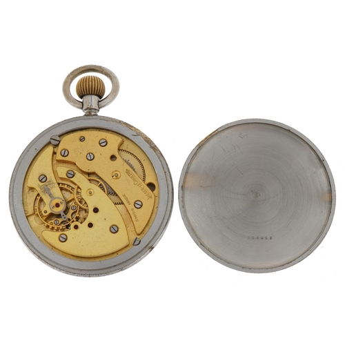 3928 - Jaeger LeCoultre, gentlemen's British military issue open face pocket watch, the case engraved G.S.T... 