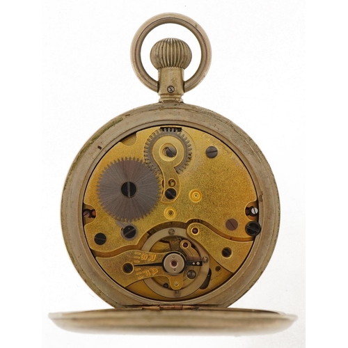 3946 - British military issue gentlemen's open face stopwatch with enamelled dial, the case engraved H.S.7 ... 