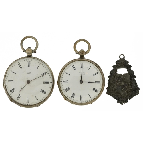 3940 - Two silver ladies open face pocket watches with enamelled dials and a silver Invicta Perfect Attenda... 