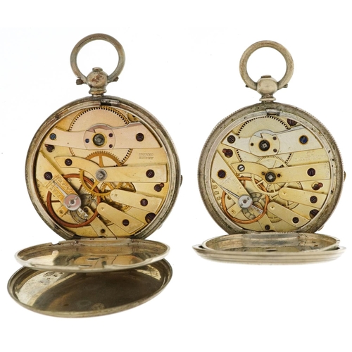 3940 - Two silver ladies open face pocket watches with enamelled dials and a silver Invicta Perfect Attenda... 