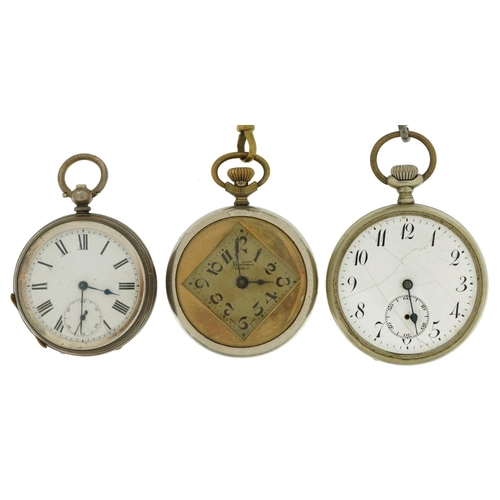 3933 - Three open face pocket watches including Art Deco Bentima, one engine turned silver and two pocket w... 