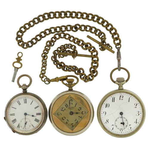 3933 - Three open face pocket watches including Art Deco Bentima, one engine turned silver and two pocket w... 