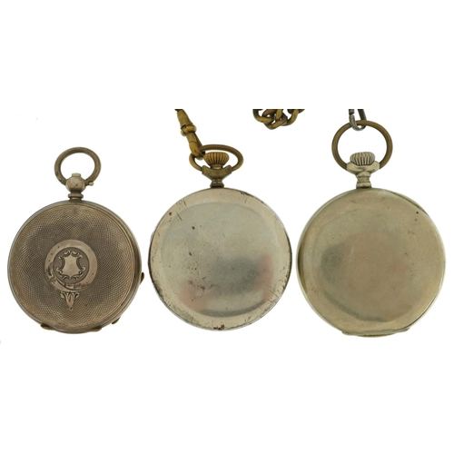 3933 - Three open face pocket watches including Art Deco Bentima, one engine turned silver and two pocket w... 