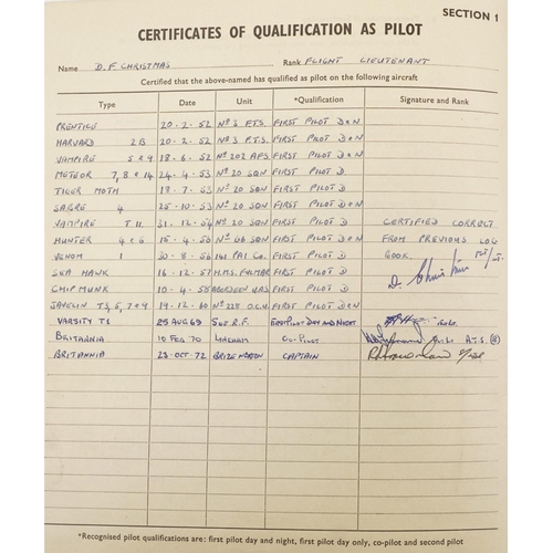 2455 - Military interest Royal Air Force flying log book relating Flight Lieutenant Donald Frank Christmas ... 