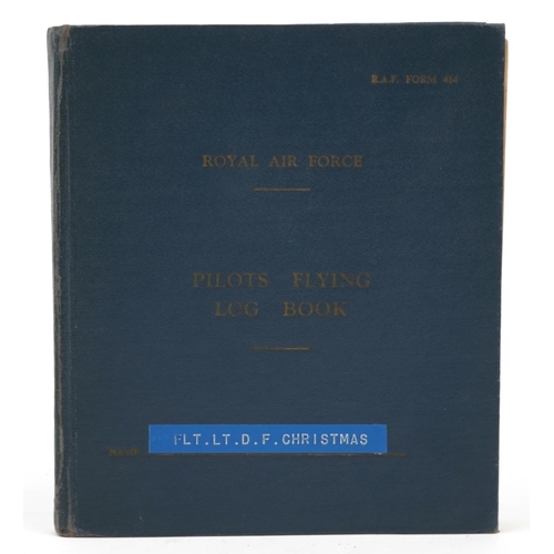 2453 - Military interest Royal Air Force flying log book relating Flight Lieutenant Donald Frank Christmas ... 