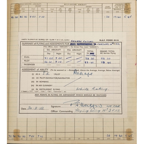 2451 - Military interest Royal Air Force flying log book relating Flight Lieutenant Donald Frank Christmas ... 