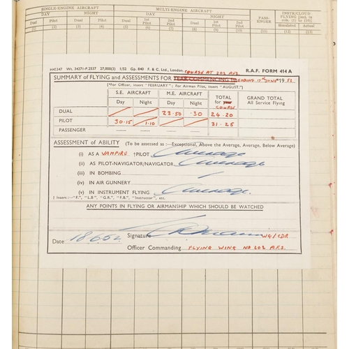 2451 - Military interest Royal Air Force flying log book relating Flight Lieutenant Donald Frank Christmas ... 