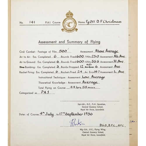 2456 - Military interest Royal Air Force flying log book relating Flight Lieutenant Donald Frank Christmas ... 