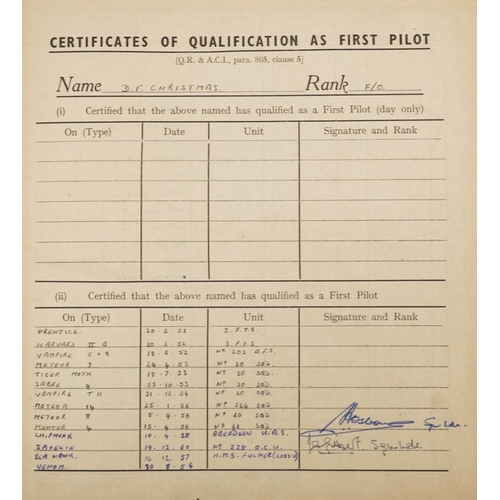 2456 - Military interest Royal Air Force flying log book relating Flight Lieutenant Donald Frank Christmas ... 