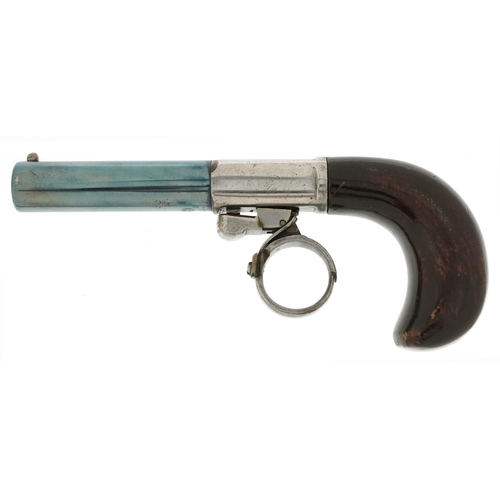 2515 - Antique French pistol engraved Permet A Paris, 15cm in length