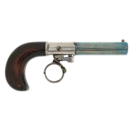 2515 - Antique French pistol engraved Permet A Paris, 15cm in length