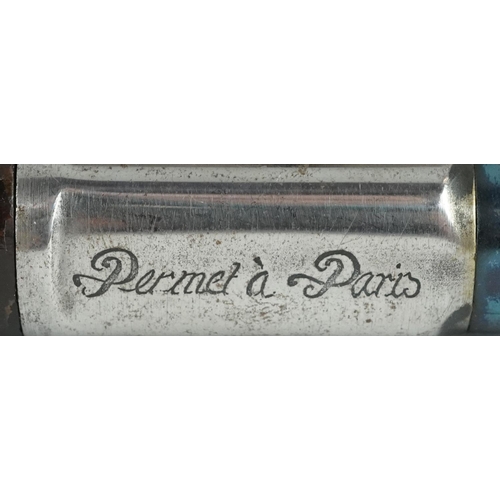 2515 - Antique French pistol engraved Permet A Paris, 15cm in length