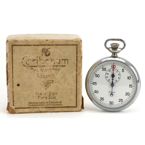 3945 - Wagner, white metal open face stopwatch, 50mm in diameter