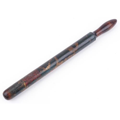 194 - 19th century hand painted police truncheon with Irish coat of arms, 47cm in length