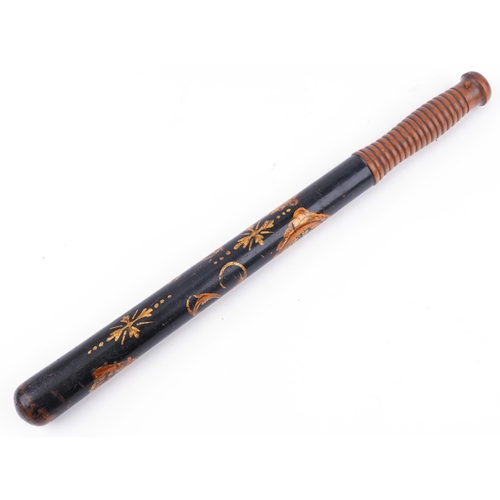 195 - William IV treen hand painted Special Constable police truncheon, 46cm in length