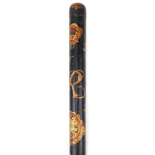 195 - William IV treen hand painted Special Constable police truncheon, 46cm in length