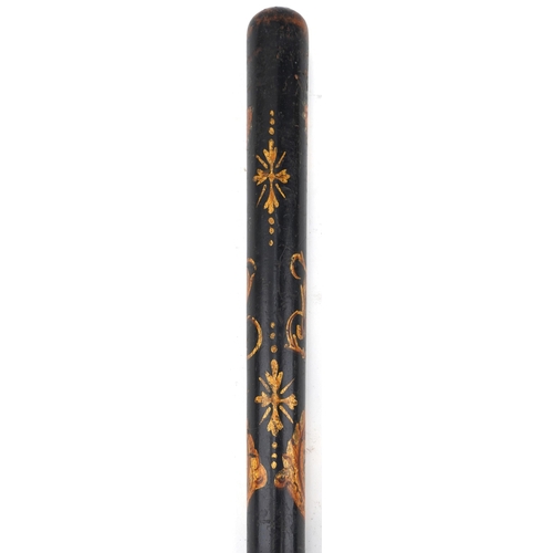 195 - William IV treen hand painted Special Constable police truncheon, 46cm in length